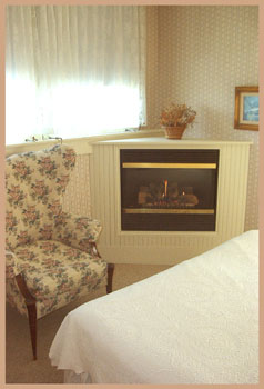 a romantic fireplace and a lovely view - room 16 at the wiley inn